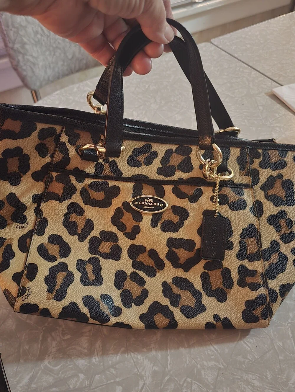 Coach x Baseman Wild Beast Ocelot Black & Tan Leather Prairie Satchel/Tote!